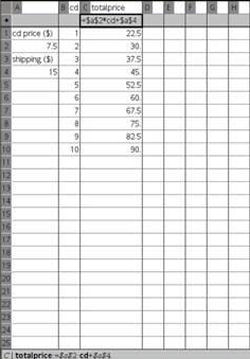 TI-Nspire software, List & Spreadsheet application