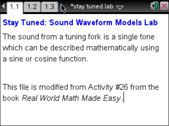 Stay Tuned Lab Sound Waveform Models