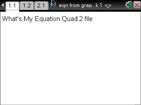 Quadratic Unit Activity #3: What's My Quad Equation 2