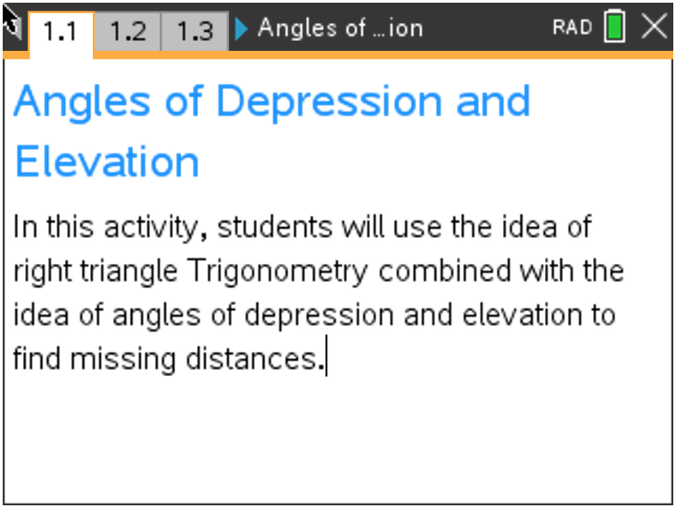Classroom Activities Angles of Depression and Elevation Texas