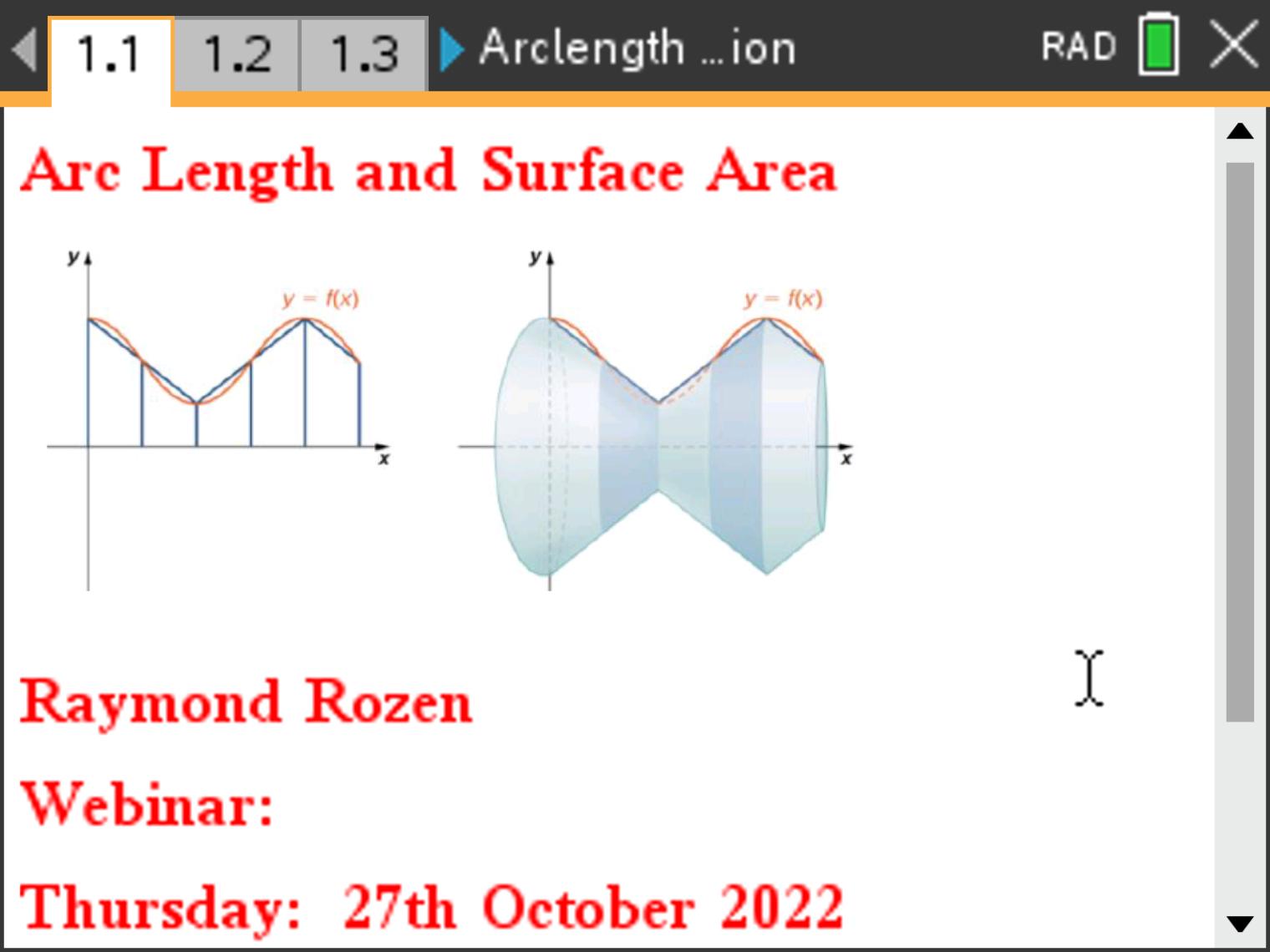 Classroom Activities Arc Length and Surface Area Texas Instruments