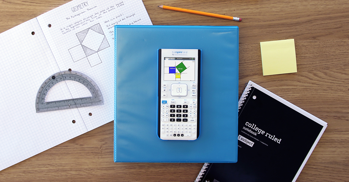 TI-Nspire CX II on a student's desk