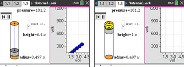 Screenshots from the Internal Energy and Work activity