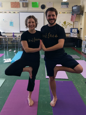 Perry High School math teachers Ashley Meinke and David Olszewski have developed a variety of math yoga poses to bring movement into math class