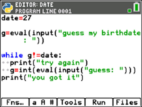 Sample of the birthdate coding program