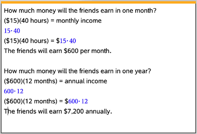 Fig. 2. Income calculations.
