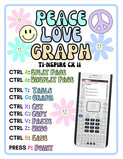 Peace Love Graph reminders for TI-Nspire™ CX family graphing calculators.