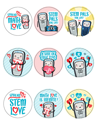 “Spread Math Love” stickers pack with TI-Nspire™ CX II graphing calculators.
