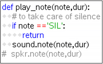 Python code to play the notes.