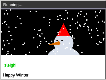 Python program to play “Jingle Bells” while snow is falling.