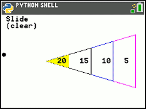 Python shuffleboard game on TI calculator.