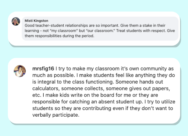 Social posts from teachers who assign students various tasks as a classroom management strategy to promote responsibility and engagement.