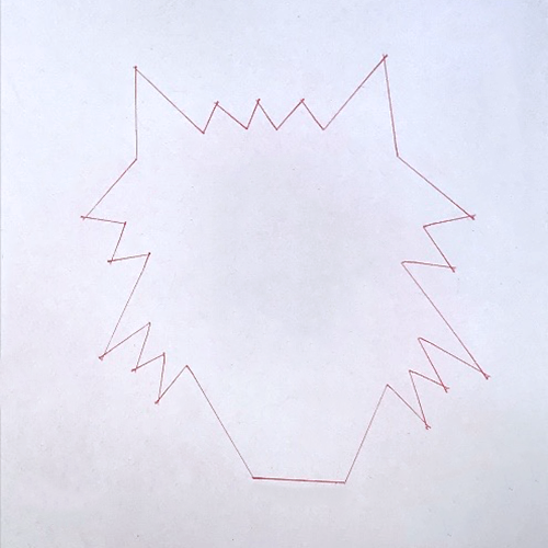 A wolf head drawing created by using the TI-Innovator™ Rover and coding.