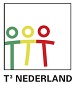 Logo lerarennetwerk T3 Nederland, drie getekende mensen in groen, geel en rood