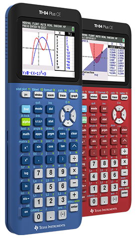 TI-84 Plus CE graphing calculator Key Features TruBlu-Red designs