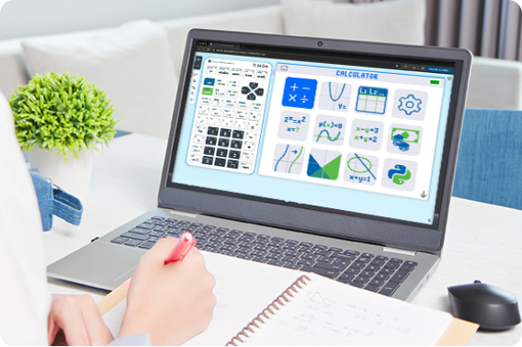 TI-84 Evo Online Calculator display on laptop