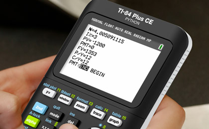 Screen showing Financial Solver App