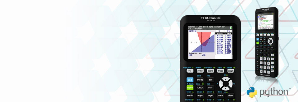 Promo call-out for TI Technology: TI-84 Plus CE Python graphing calculator