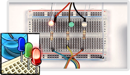 Breadboard with 3 leds image