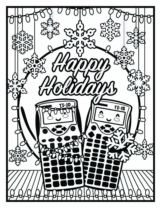 Happy Holidays Coloring Page TI-15 and TI-10 calculator models
