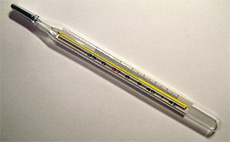 An old style mercury thermometer