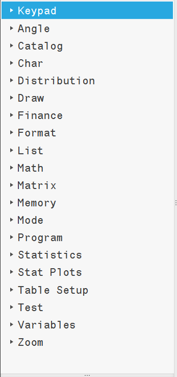 Parts of the TI-Basic Program Editor Workspace