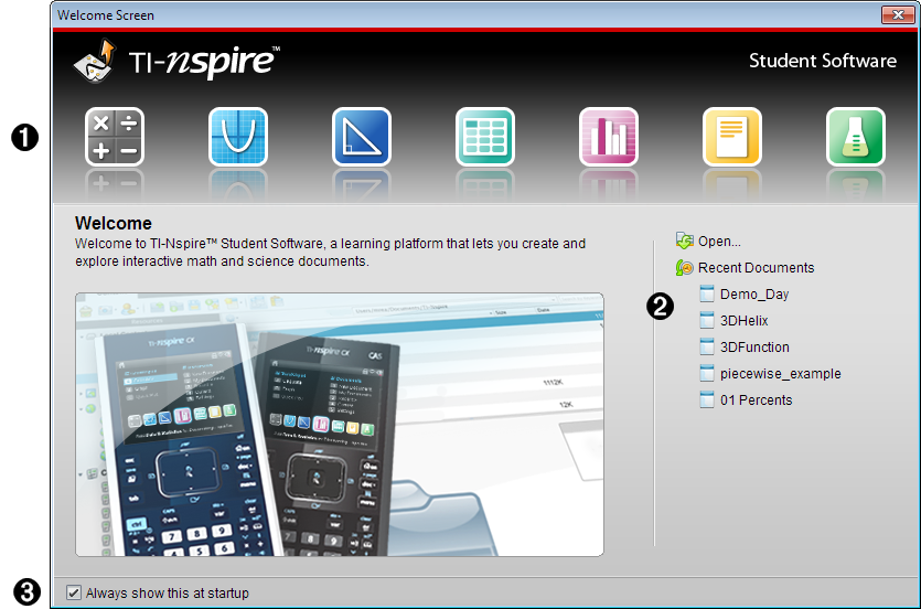 Software Welcome Screen Using the Welcome Screen