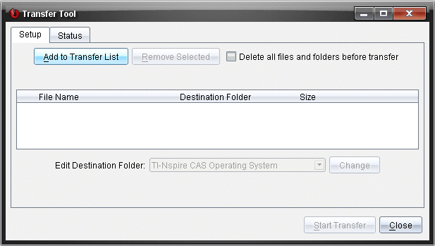 Transfer Tool Interface