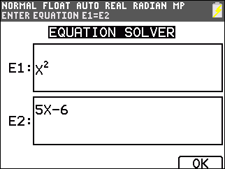 solve quadratic equation ti 84 plus